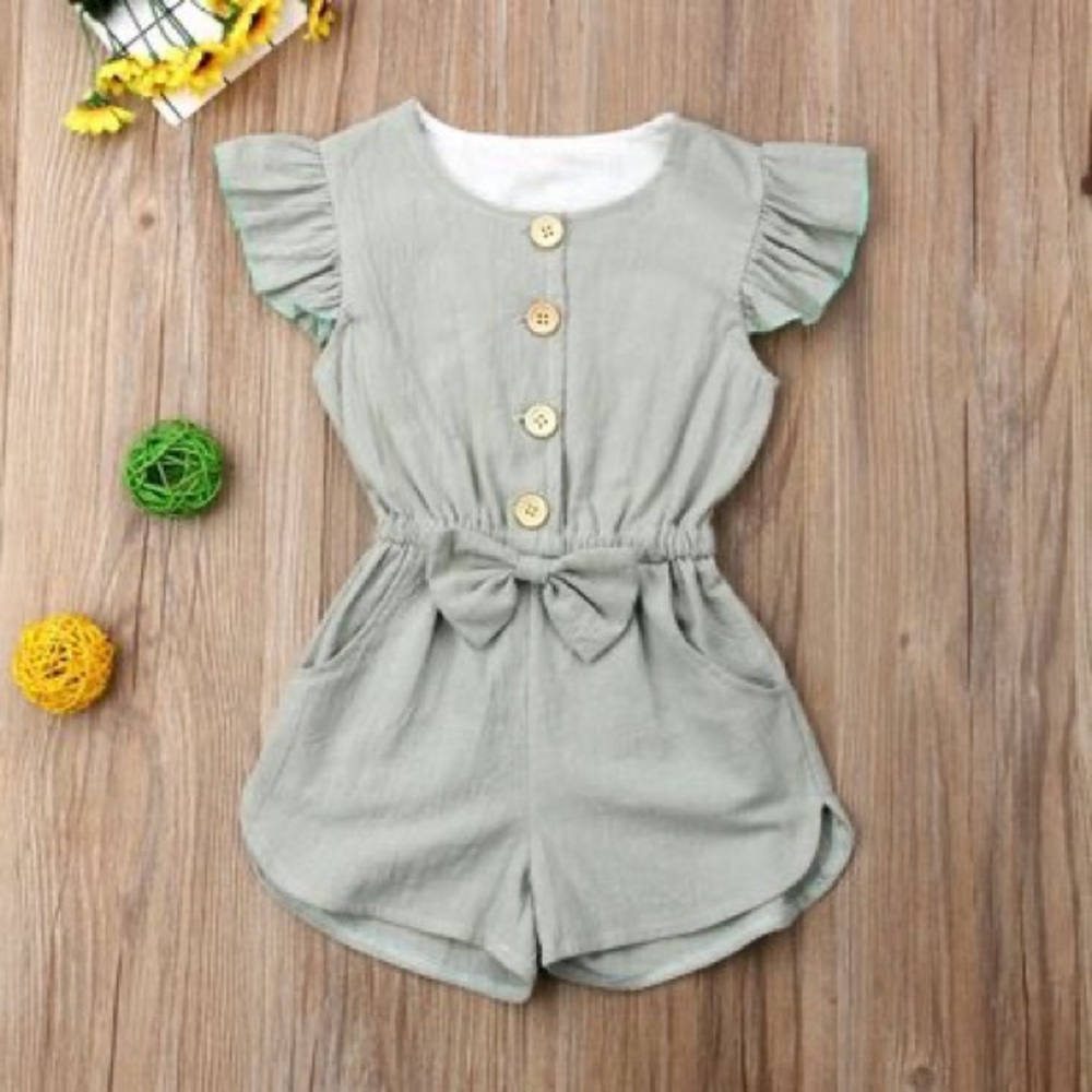 Sage Romper w/ Buttons & Bow